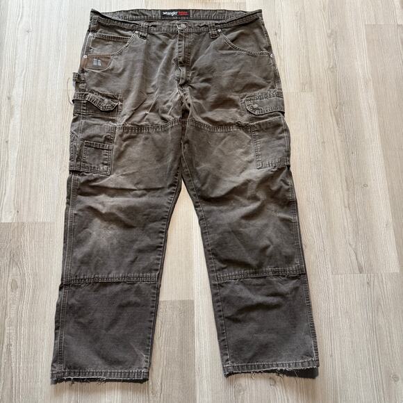 Men's Wrangler Riggs Workwear Brown Double Knees Ripstop Cargo Pants Sz 40 x 30 - Picture 1 of 10
